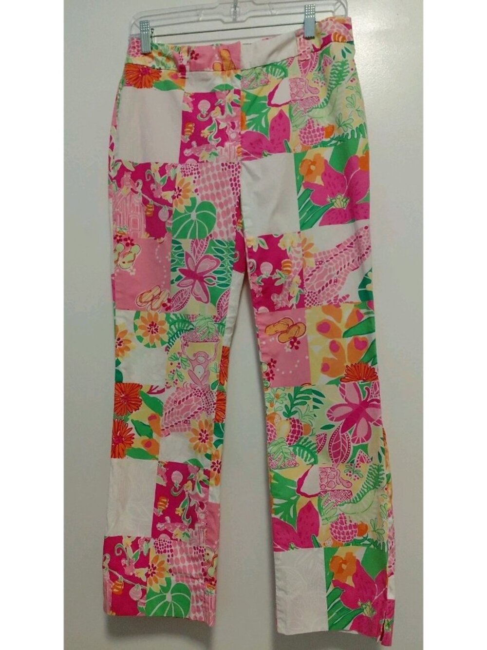 White Label Lily Pulitzer Tropical Jungle Capris Mid Rise Pink White Green 4